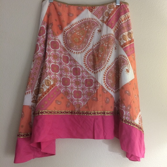 Guess Jeans Paisley Patchwork Wrap Skirt Size Sm - Picture 6 of 8